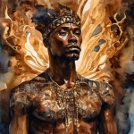 African Man Drawn In Watercolor