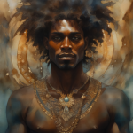 African Man Drawn In Watercolor
