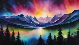 Aurora Borealis Watercolor Art