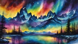 Aurora Borealis Watercolor Art