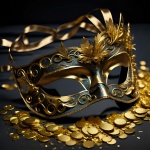 Black And Gold Mask Art