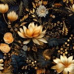 Black Gold Seamless Floral Art