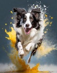 Border Collie, Dog, Paint Splashes