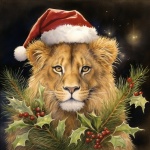 Christmas Lion Calendar Art