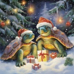 Christmas Turtle Holiday Art