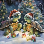 Christmas Turtles Holiday Art
