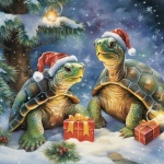 Christmas Turtles Holiday Art