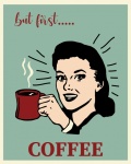 Coffee Woman Retro Poster