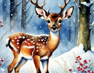 Cute Fawn Christmas Card
