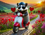 Animal, Badger, Scooter, Hearts