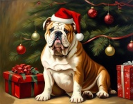English Bulldog Vintage Christmas