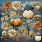 Fall Flower And Pumpkin Art