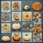 Fall Flower And Pumpkin Collage