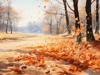 Fall Watercolor Leaves Art
