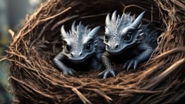 Fantasy Dragon In The Nest