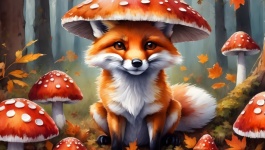Fox Fly Agaric Illustration