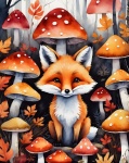 Fox Fly Agaric Illustration
