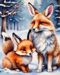 Fox Winter Christmas Art