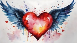 Winged Heart Art Illustration