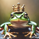 Green Frog With Crown