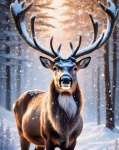 Deer Forest Winter Landscape