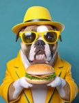 Dog, Cartoon, Hamburger