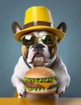 Dog, Cartoon, Hamburger