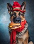 Dog, German Shepherd, Hamburger