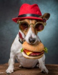 Dog, Jack Russel, Hamburger