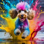 Dog, Poodle, Splashing Paint