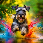 Dog, Schnauzer, Splashing Paint