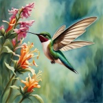 Hummingbird Flower Art Painting