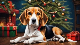 Dog Beagle Christmas Art