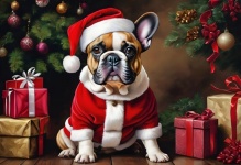 Dog English Bulldog Christmas