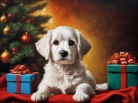Dog Maltese Christmas Card
