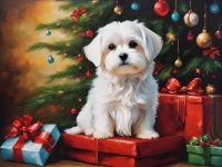 Dog Maltese Christmas Art