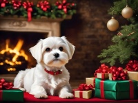 Dog Maltese Christmas Art
