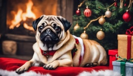 Dog Pug Christmas Art