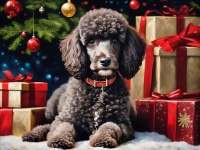 Dog Poodle Christmas Card