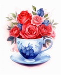 Bluebird Floral Teacup