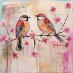 Pink Lovebird Calendar Art