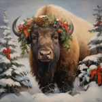 Christmas Bison Buffalo Art