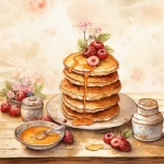 Vintage Stack Of Pancakes Art