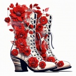 Vintage Floral Boot Art