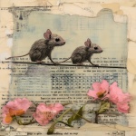 Vintage Scrapbook Style Mice Art