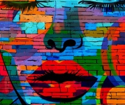 Woman Face Graffiti Art