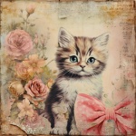 Vintage Pink Kitten Poster