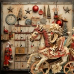 Christmas Rocking Horse Vintage Art