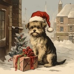 Vintage Christmas Dog Art