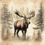 Autumn Moose In Forest Art